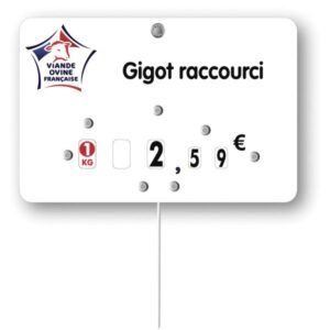 Etiquette : Viande Ovine franחaise א texte - 8x12 cm (avec roulettes & pique inox)