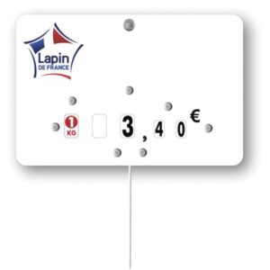 Etiquette : Lapin de France neutre - 8x12 cm (avec roulettes & pique inox)