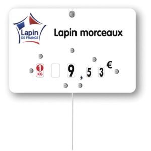 Etiquette : Lapin de France א texte - 8x12 cm (avec roulettes & pique inox)