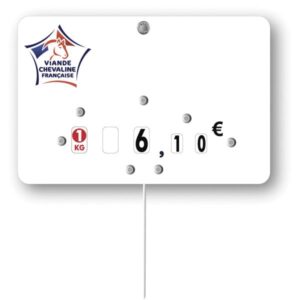 Etiquette : Viande Chevaline franחaise neutre - 8x12 cm (avec roulettes & pique inox)