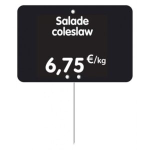 Etiquette : Noire א texte et prix - 8x12 cm (pique inox)