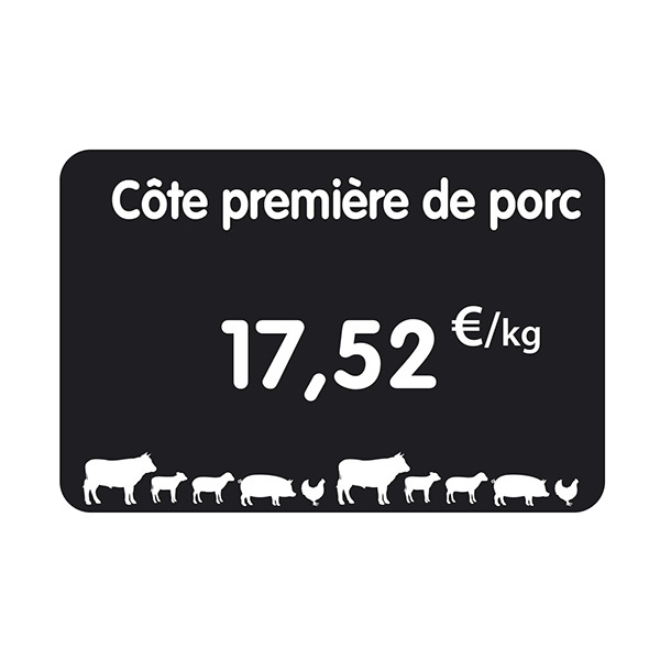 Etiquette : Noire א texte et prix dיcor Boucherie - 7x10 cm 1 Etiquette : Noire א texte et prix dיcor Boucherie - 7x10 cm