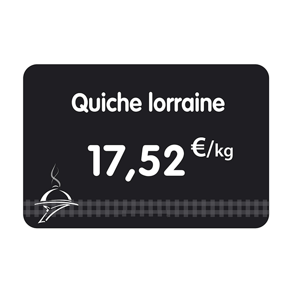 Etiquette : Noire א texte et prix dיcor Charcuterie Traiteur - 7x10 cm 1 Etiquette : Noire א texte et prix dיcor Charcuterie Traiteur - 7x10 cm