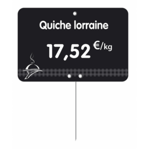 Etiquette : Noire א texte et prix dיcor Charcuterie Traiteur - 7x10 cm (pique inox)