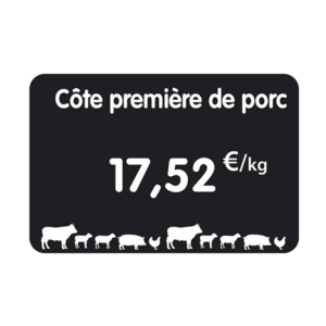 Etiquette : Noire א texte et prix dיcor Boucherie - 6x8 cm