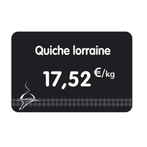 Etiquette : Noire א texte et prix dיcor Charcuterie Traiteur - 6x8 cm (pique inox)