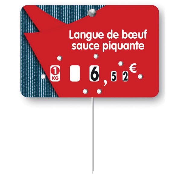 Etiquette : Fredo א texte - 7x10 cm (avec roulettes & pique inox) 1 Etiquette : Fredo א texte - 7x10 cm (avec roulettes & pique inox)