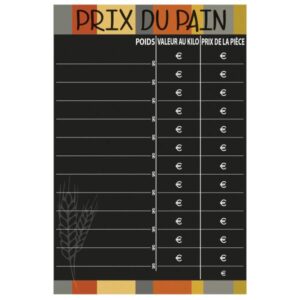 Panneau prix : Meunier Prix du pain - 40x30 cm (feutre craie blanc)
