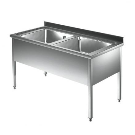 1200x600x880 mm - 2 Cuves de 400x500x300 mm - Plonge sur pieds 1 1200x600x880 mm - 2 Cuves de 400x500x300 mm - Plonge sur pieds