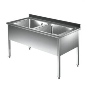 1400x700x880 mm - 2 Cuves de 600x500x300 mm - Plonge sur pieds