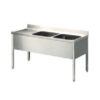 1600x600x880 mm - 2 Cuves de 400x500x300 mm - Plonge sur pieds + 1 égouttoir à gauche