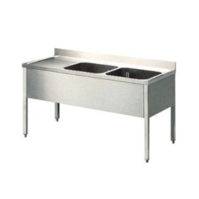 2000x700x880 mm - 2 Cuves de 600x500x300 mm - Plonge sur pieds + 1 égouttoir à gauche 1 2000x700x880 mm - 2 Cuves de 600x500x300 mm - Plonge sur pieds + 1 égouttoir à gauche