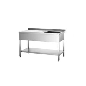 1400x700x880 mm - 1 Cuve de 600x500x300 mm - Plonge sur pieds avec étagère basse + 1 égouttoir à gauche