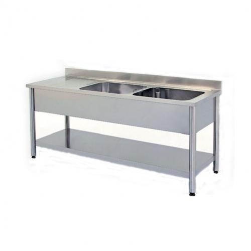 1600x600x880 mm - 2 Cuves de 400x500x300 mm - Plonge sur pieds avec étagère basse + 1 égouttoir à gauche 1 1600x600x880 mm - 2 Cuves de 400x500x300 mm - Plonge sur pieds avec étagère basse + 1 égouttoir à gauche