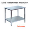700x700x850 mm - Table centrale Inox de service - 2 niveaux