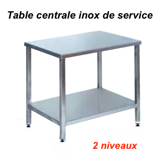 800x600x850 mm - Table centrale Inox de service - 2 niveaux 1 800x600x850 mm - Table centrale Inox de service - 2 niveaux