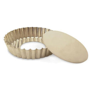 Moule א Manquי rond cannelי avec fond mobile en Fer blanc ״ 280x50 mm